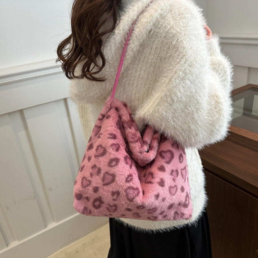 Leopard Furry Shoulder Bag Apparel and Accessories