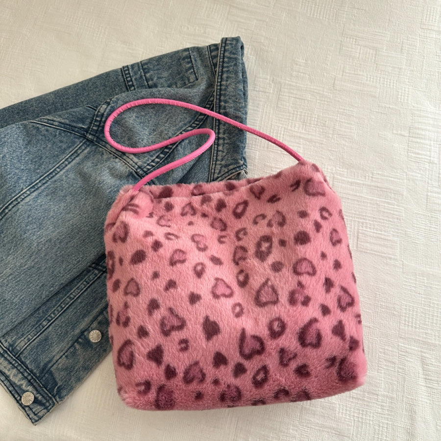 Leopard Furry Shoulder Bag Apparel and Accessories