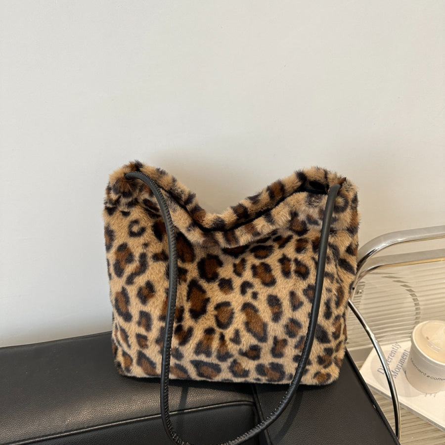 Leopard Furry Shoulder Bag Apparel and Accessories