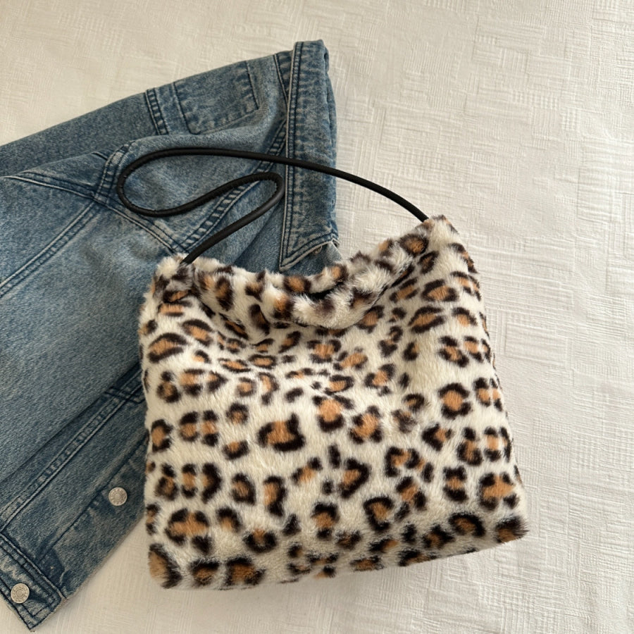 Leopard Furry Shoulder Bag Apparel and Accessories