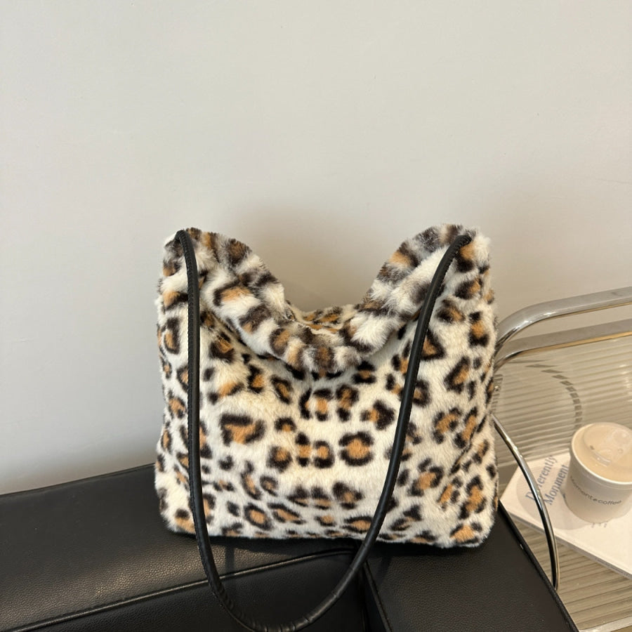 Leopard Furry Shoulder Bag Apparel and Accessories