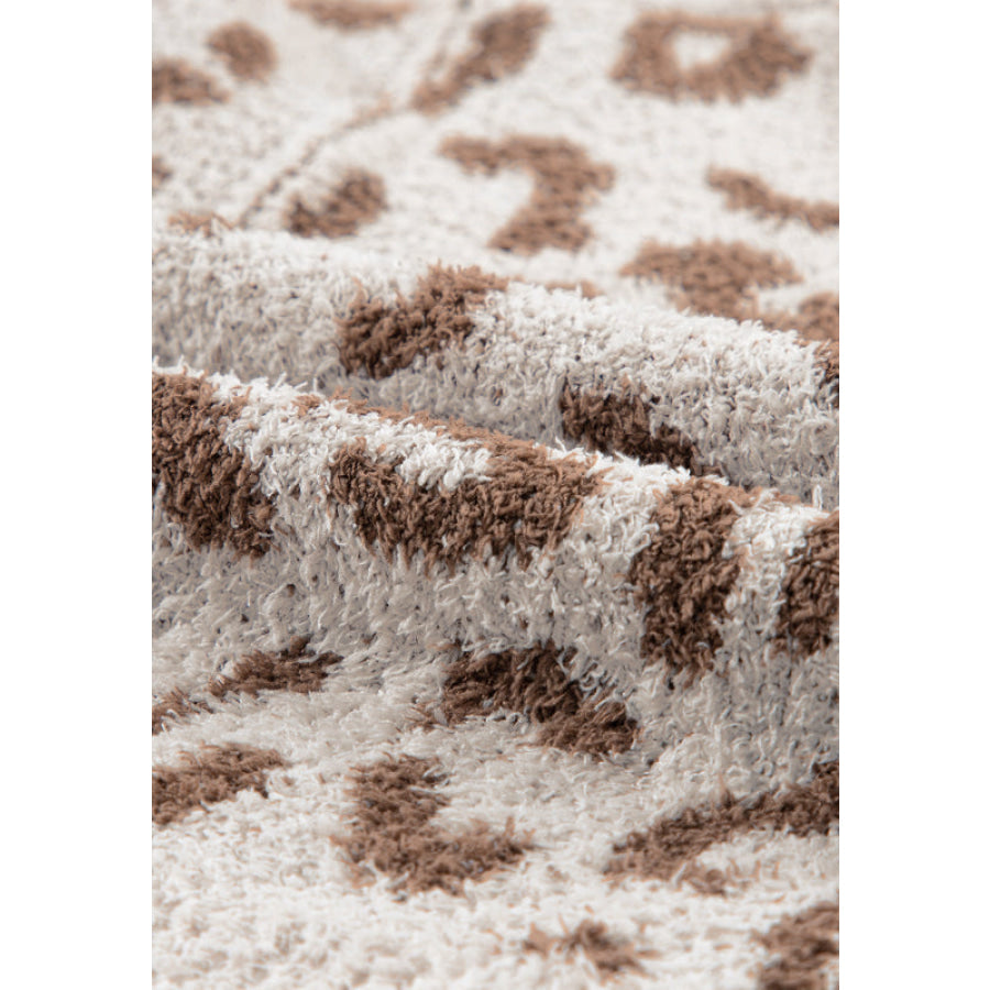 Leopard Half Zip Long Sleeve Sweater Apparel and Accessories