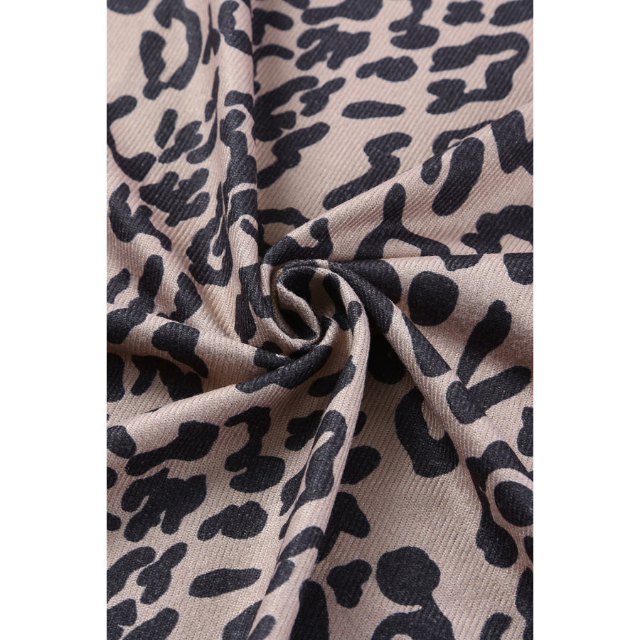 Leopard Open Front Long Sleeve Cover-Up Apparel and Accessories