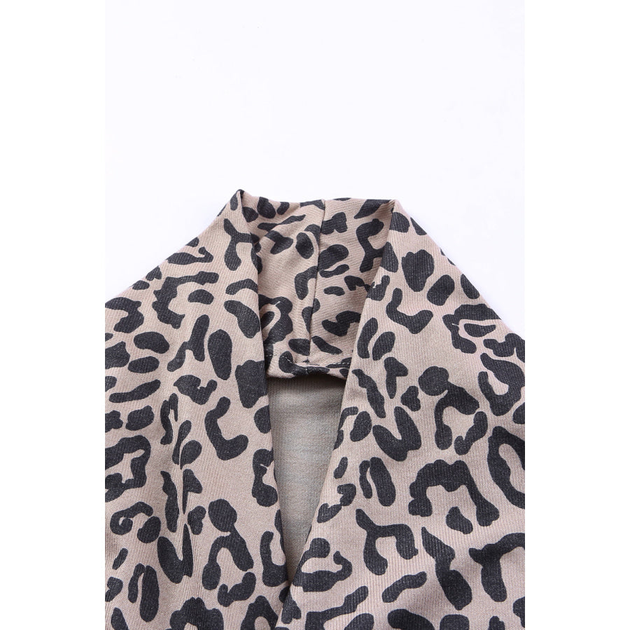 Leopard Open Front Long Sleeve Cover-Up Apparel and Accessories