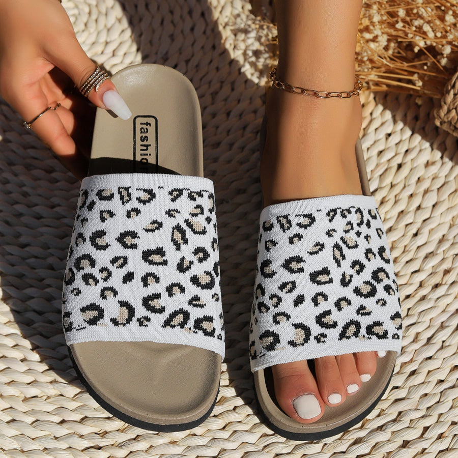 Leopard Open Toe Sandals White / 35(US4) Apparel and Accessories