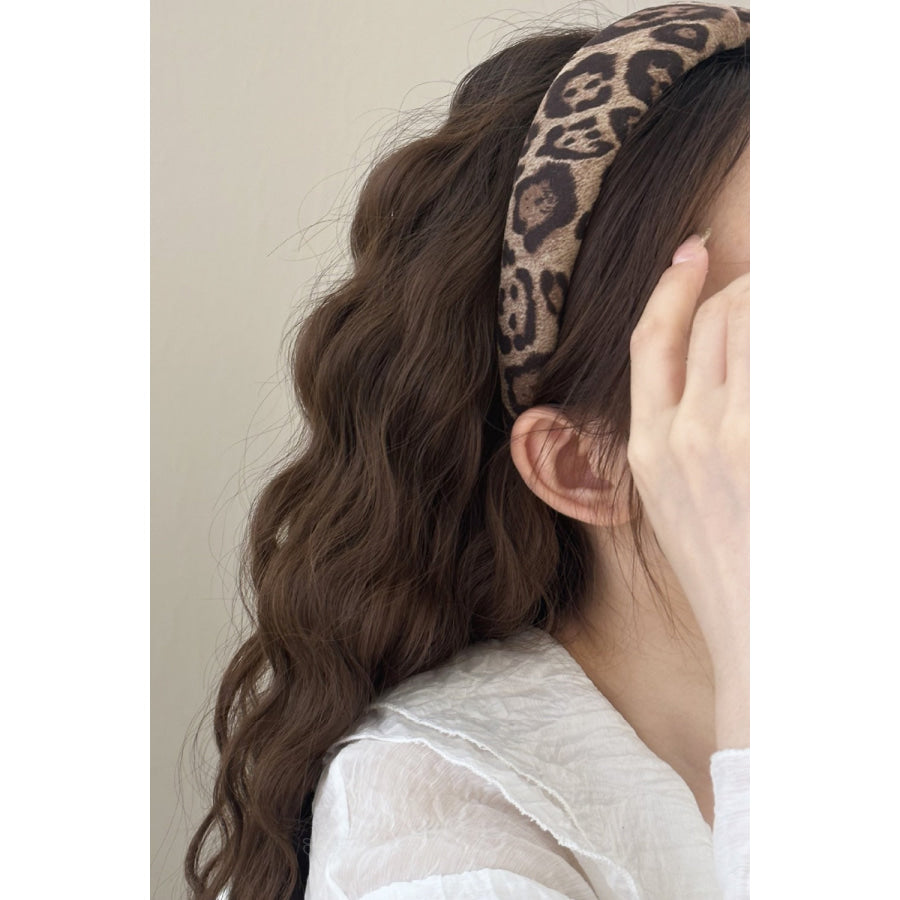 Leopard Polyester Wide Headband Style A / One Size Apparel and Accessories