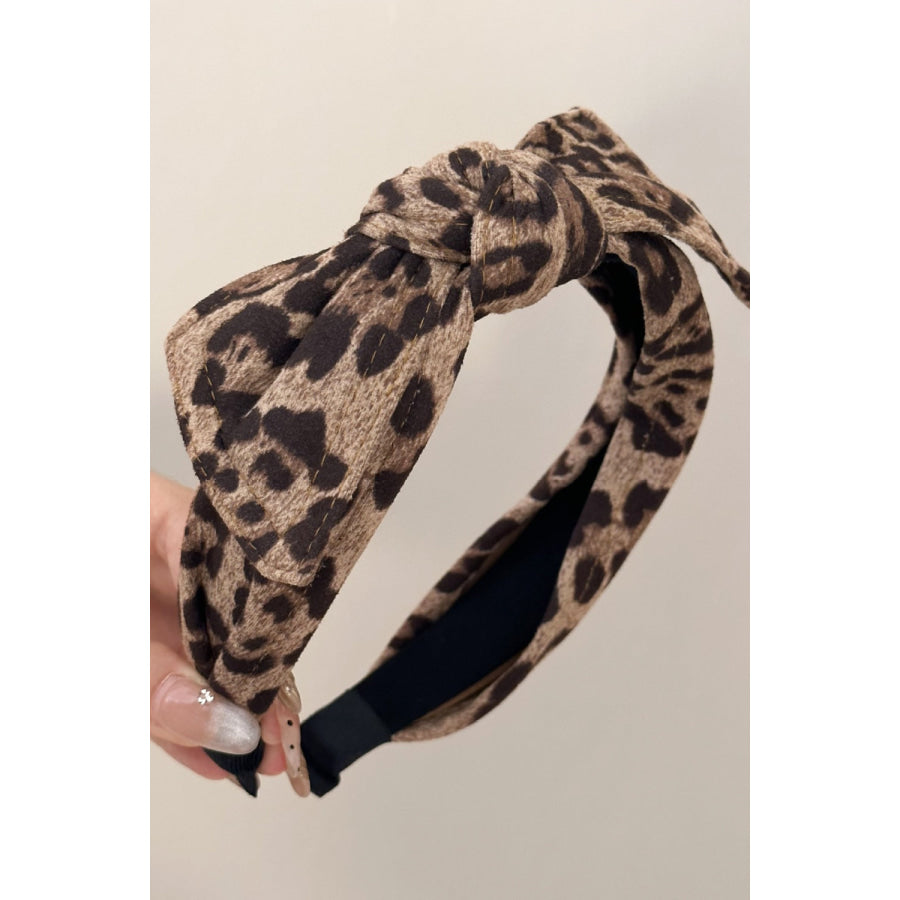 Leopard Polyester Wide Headband Style B / One Size Apparel and Accessories
