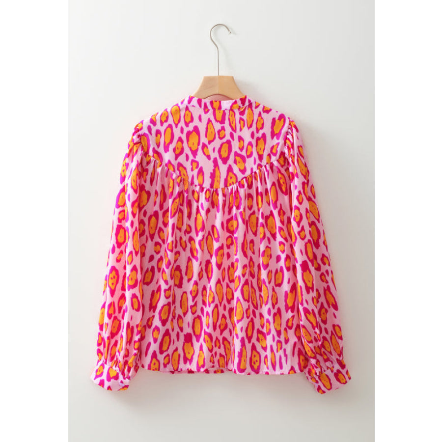 Leopard Print Button Down Long Sleeve Shirt Apparel and Accessories