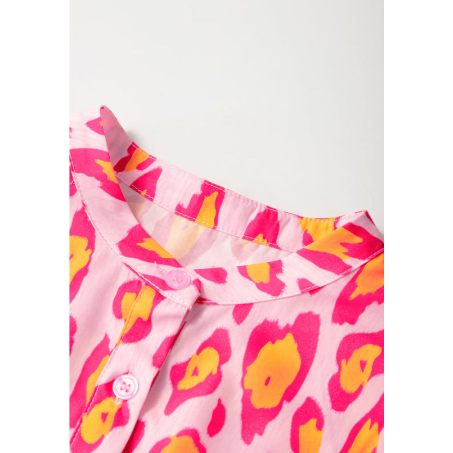 Leopard Print Button Down Long Sleeve Shirt Apparel and Accessories