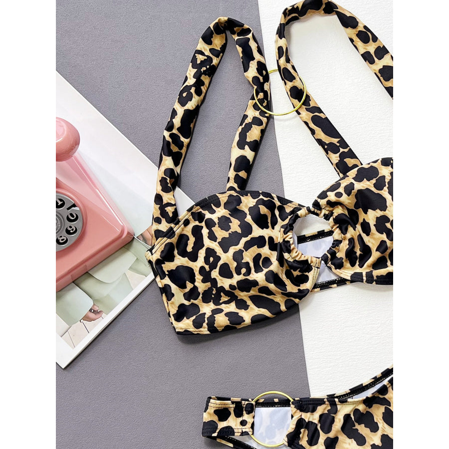 Leopard Ring Detail Bikini Set Apparel and Accessories