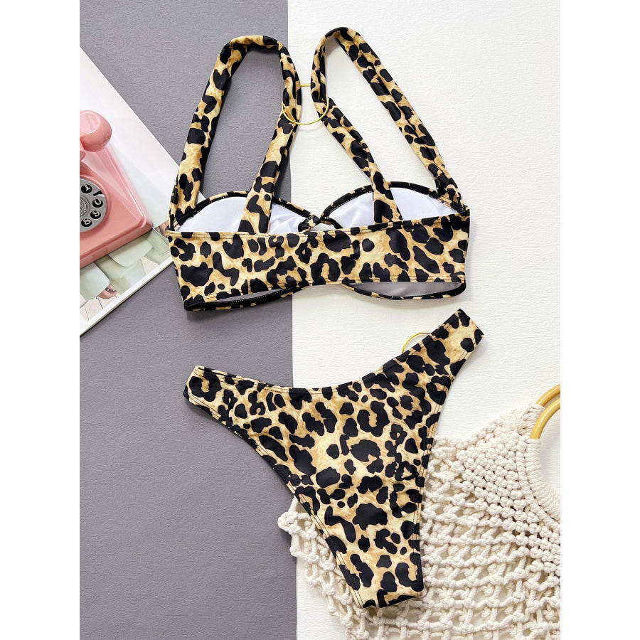 Leopard Ring Detail Bikini Set Apparel and Accessories
