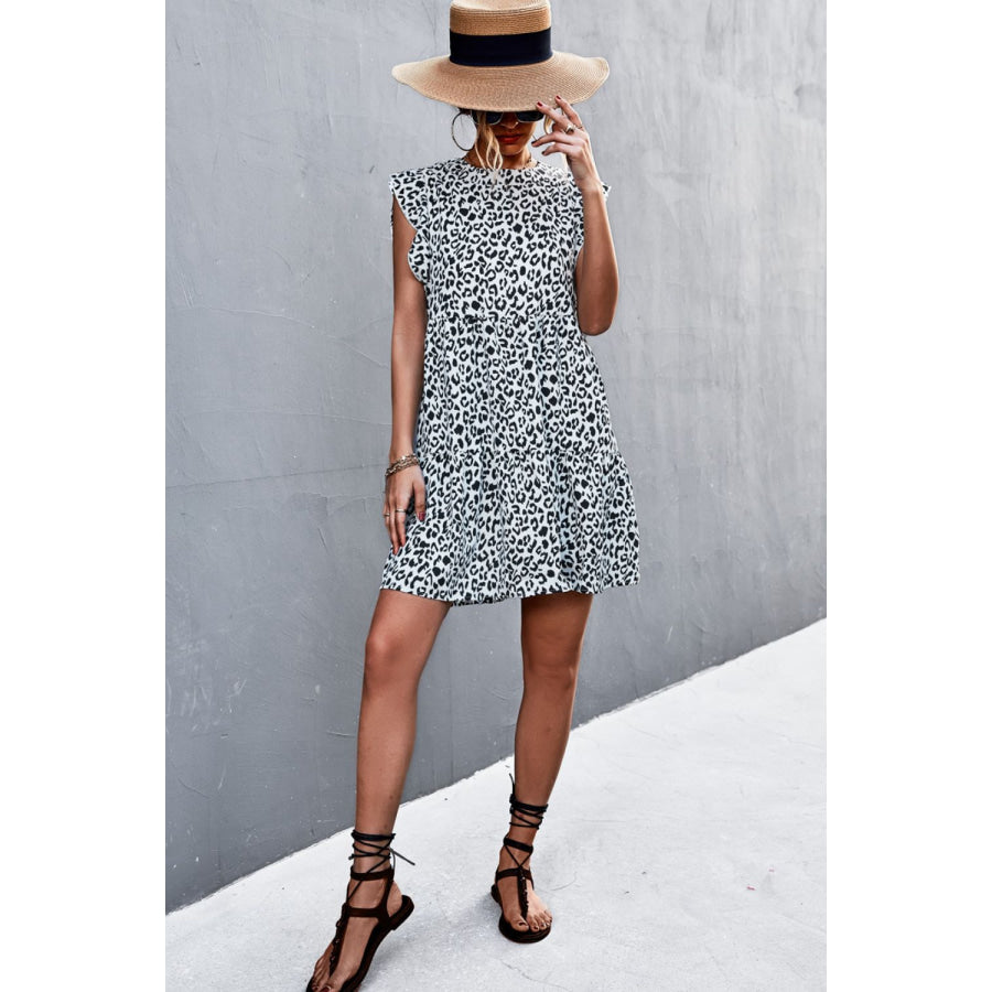 Leopard Round Neck Mini Dress
