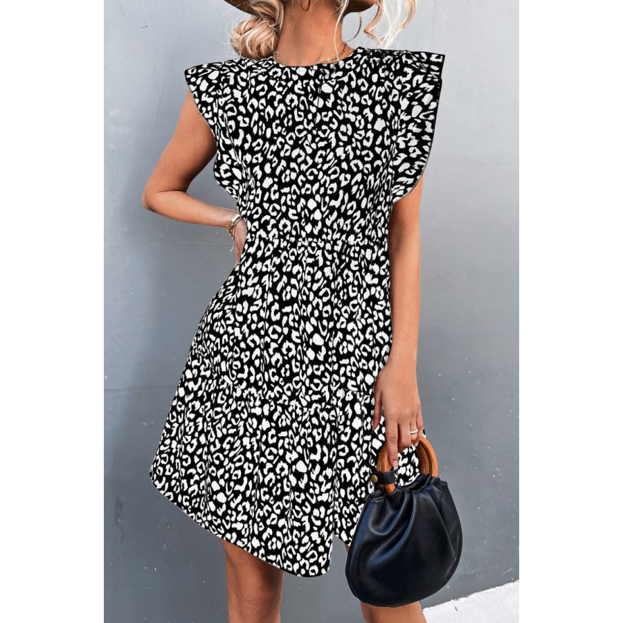 Leopard Round Neck Mini Dress