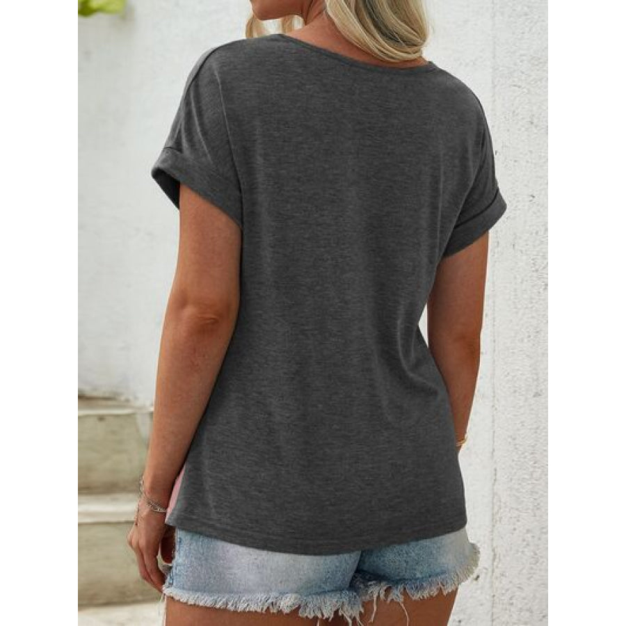 Leopard Round Neck Short Sleeve T - Shirt Apparel and Accessories