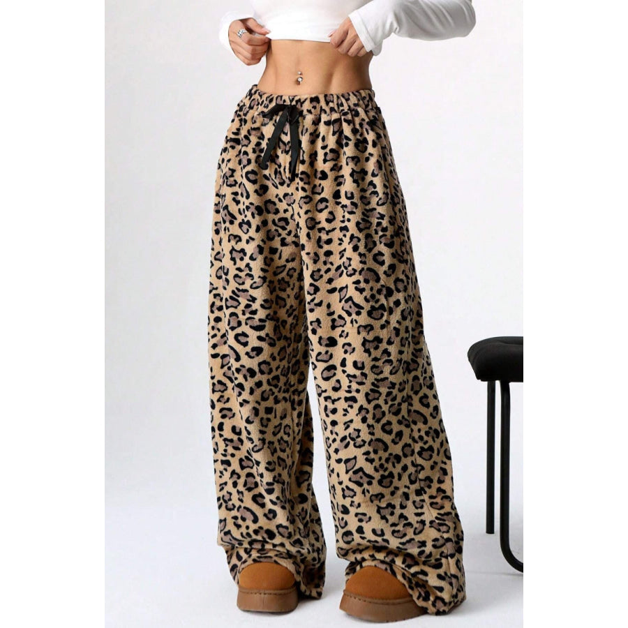 Leopard Wide Leg Pants Apparel and Accessories