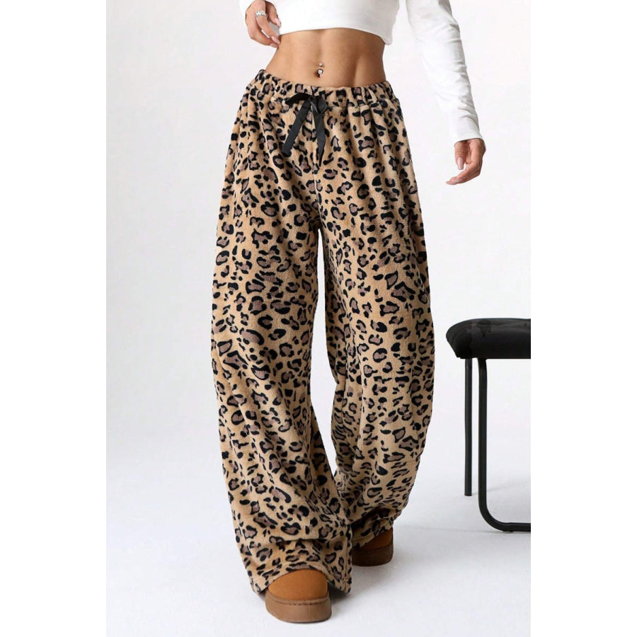Leopard Wide Leg Pants Leopard / S Apparel and Accessories