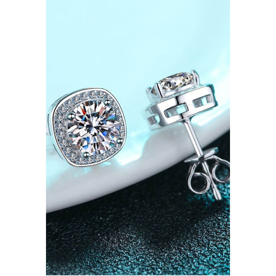 Let Me Love You 1 Carat Moissanite Stud Earrings Silver / One Size