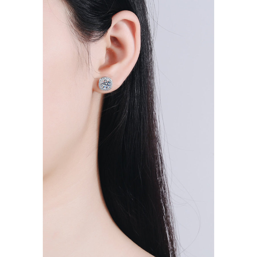 Let Me Love You 1 Carat Moissanite Stud Earrings Silver / One Size