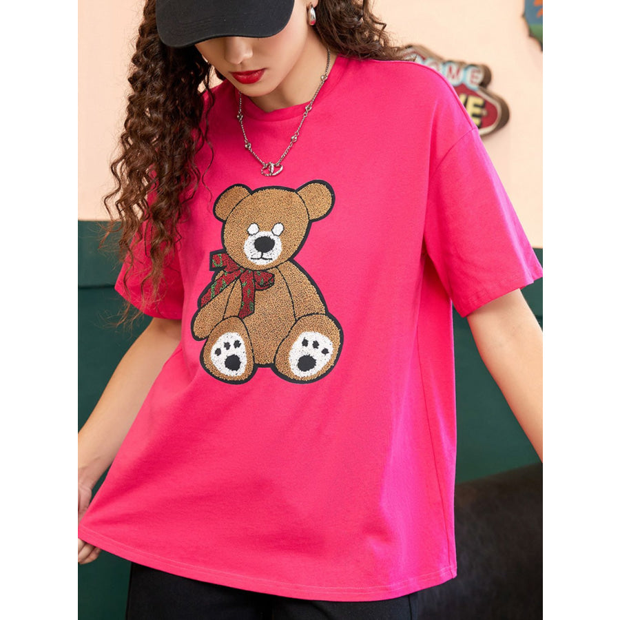 Letter Graphic Round Neck Half Sleeve T-Shirt Apparel and Accessories