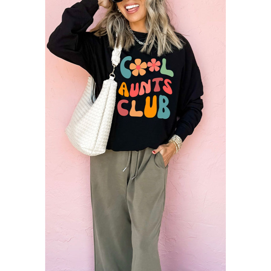 Letter Graphic Round Neck Long Sleeve Sweatshirt Apparel and Accessories