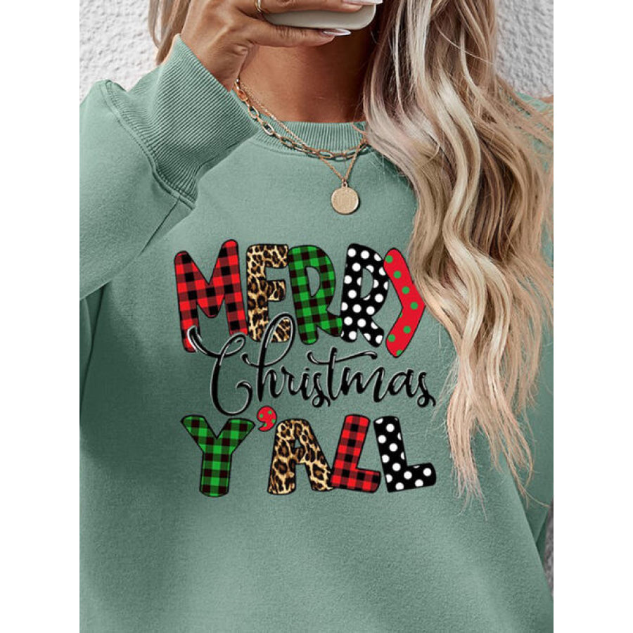 Letter Graphic Round Neck Long Sleeve Sweatshirt Clothing