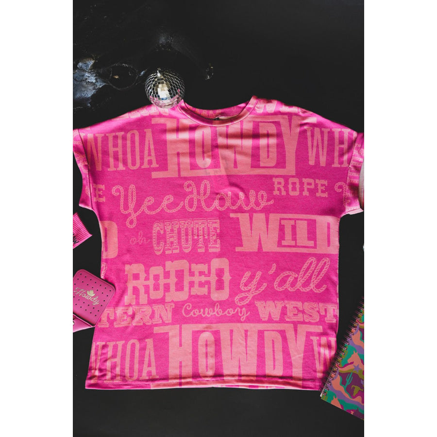 Letter Printed Round Neck Short Sleeve T-Shirt Apparel and Accessories