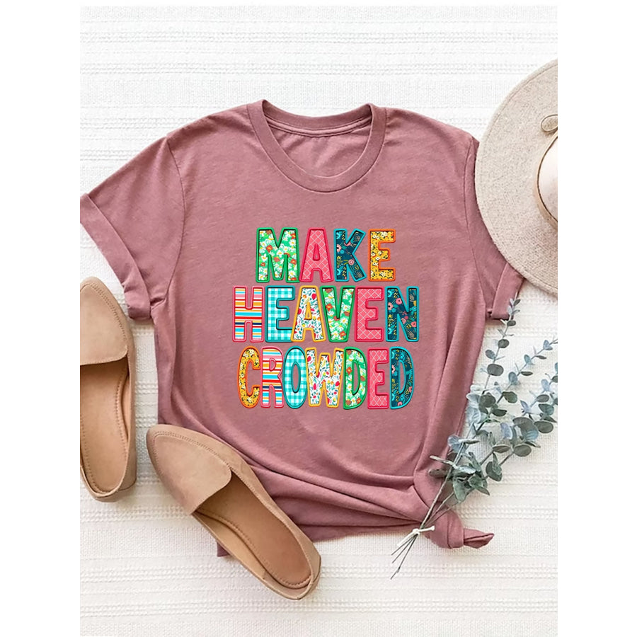 Letter Round Neck Short Sleeve T-Shirt Dusty Pink / S Apparel and Accessories