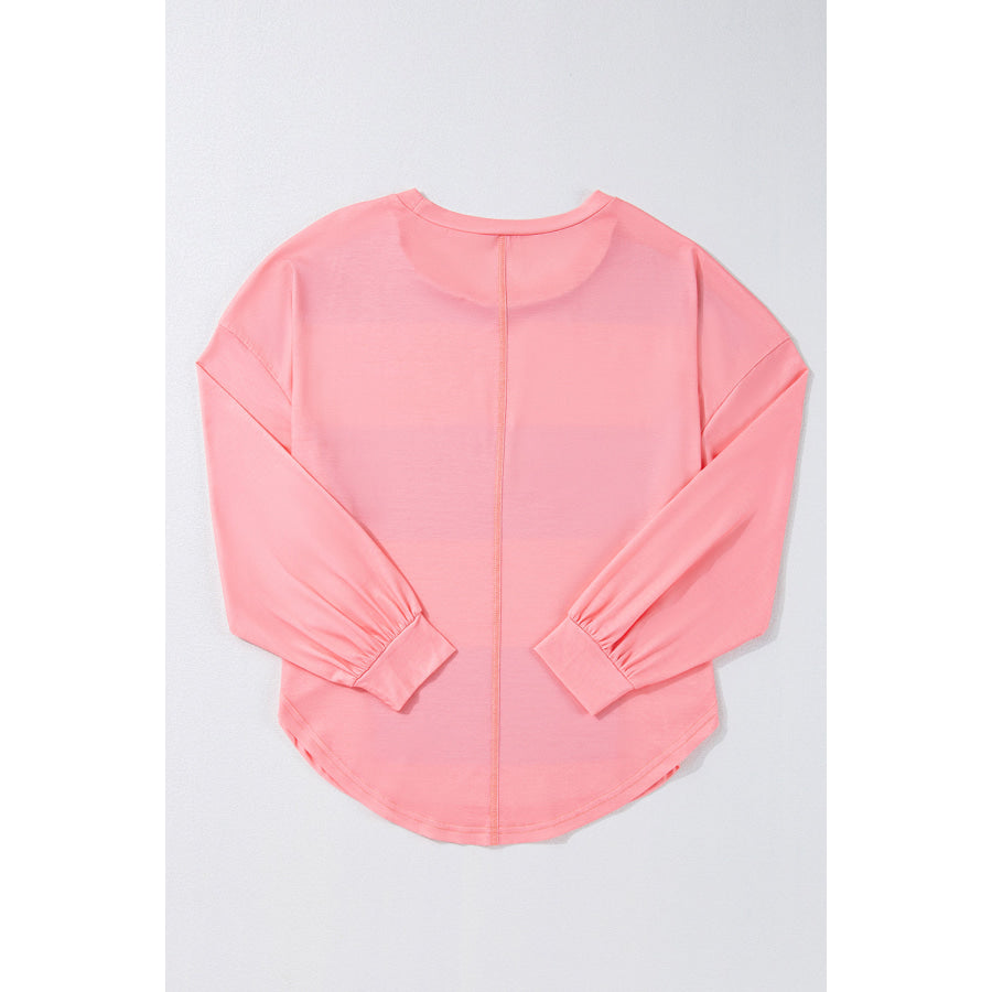 Light Blue Colorblock Striped Drop Shoulder Loose Top Tops/Long Sleeve Tops