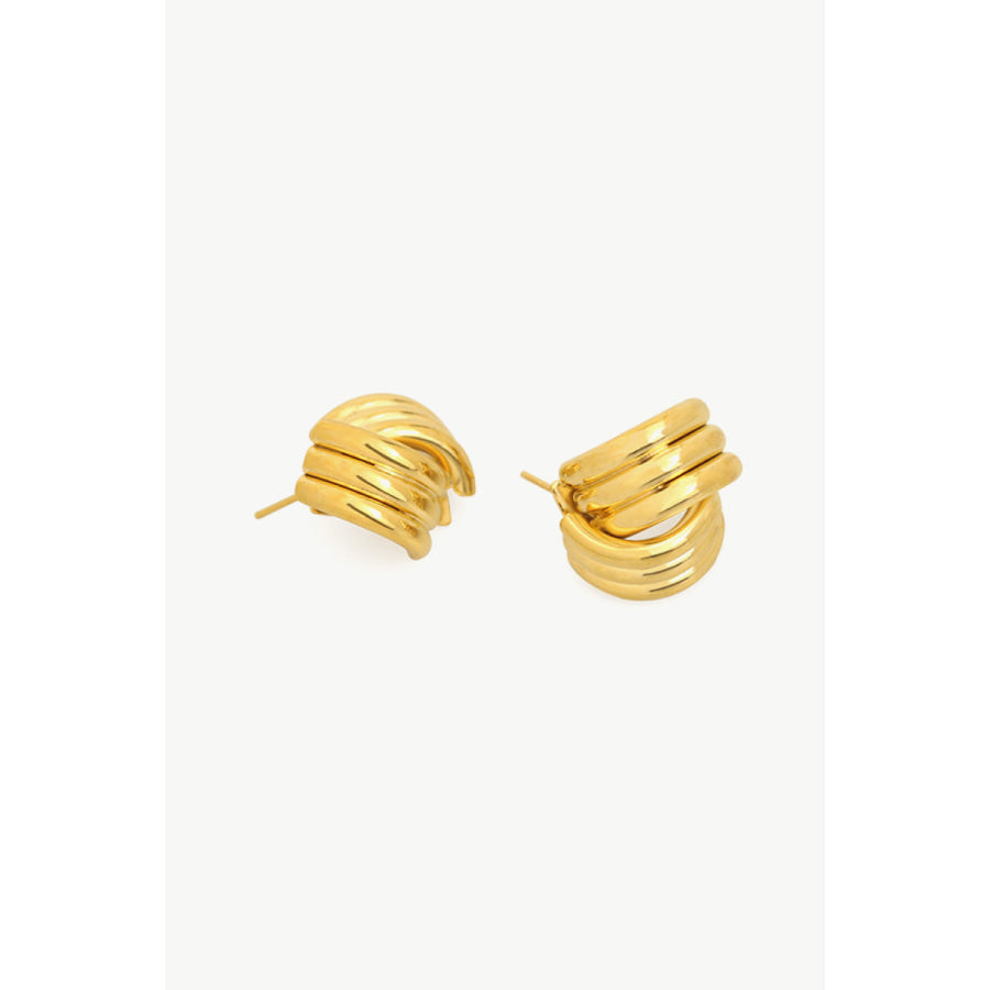 Line Design Stud Earrings Gold / One Size Apparel and Accessories