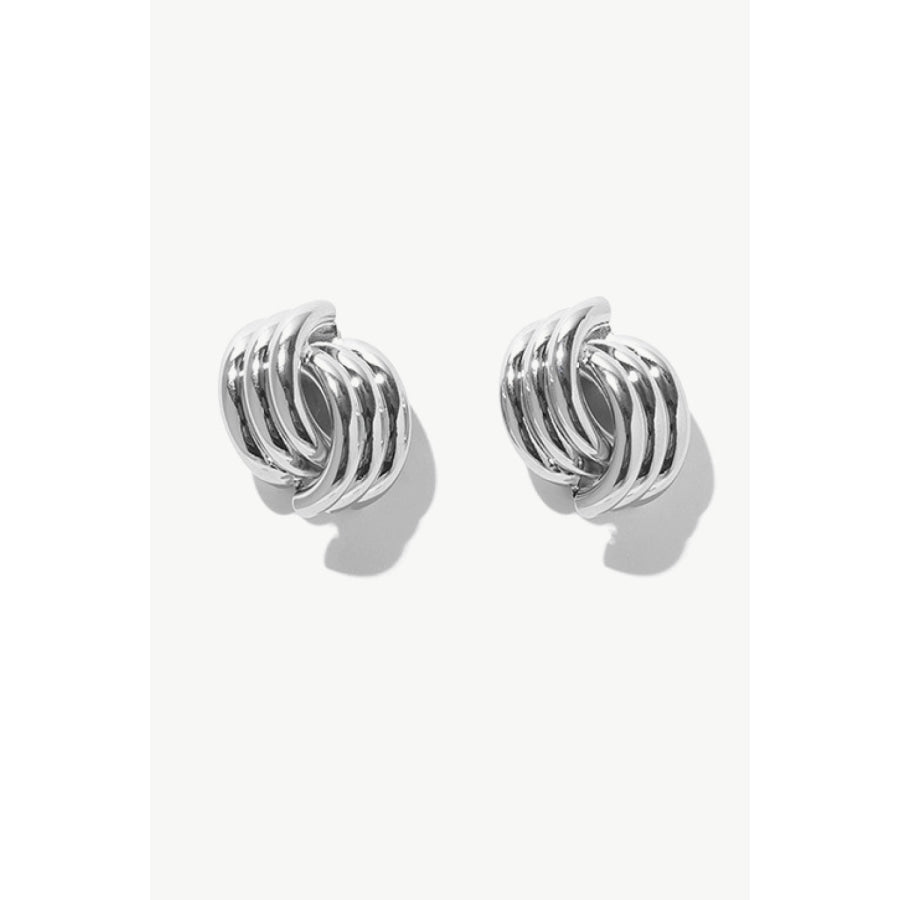 Line Design Stud Earrings Silver / One Size Apparel and Accessories