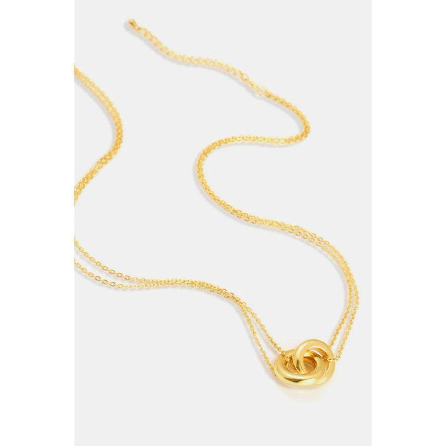 Linked Ring Pendant Chain Necklace Gold / One Size Apparel and Accessories