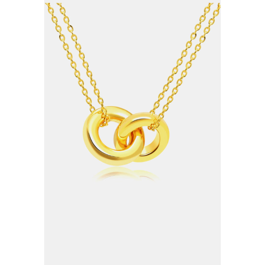 Linked Ring Pendant Chain Necklace Gold / One Size Apparel and Accessories