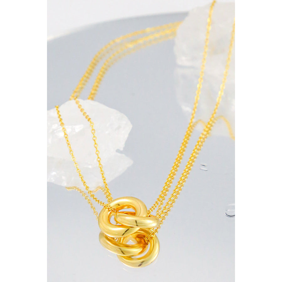 Linked Ring Pendant Chain Necklace Gold / One Size Apparel and Accessories