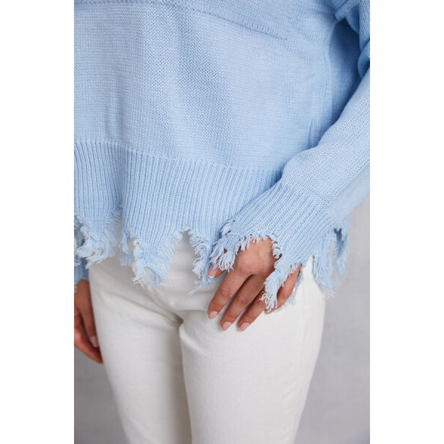 Lip Fringe Round Neck Sweater Apparel and Accessories