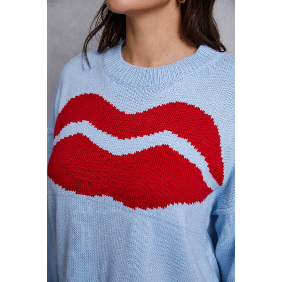 Lip Fringe Round Neck Sweater Apparel and Accessories