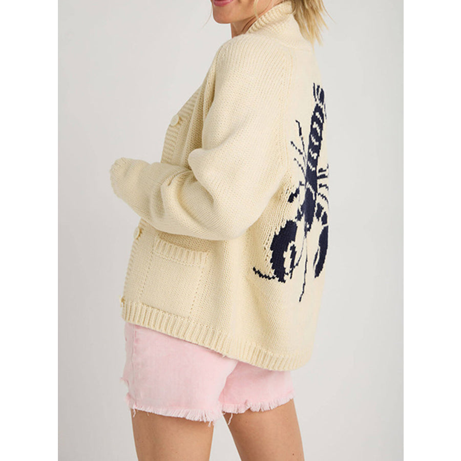 Lobster Button Up Long Sleeve Cardigan Apparel and Accessories
