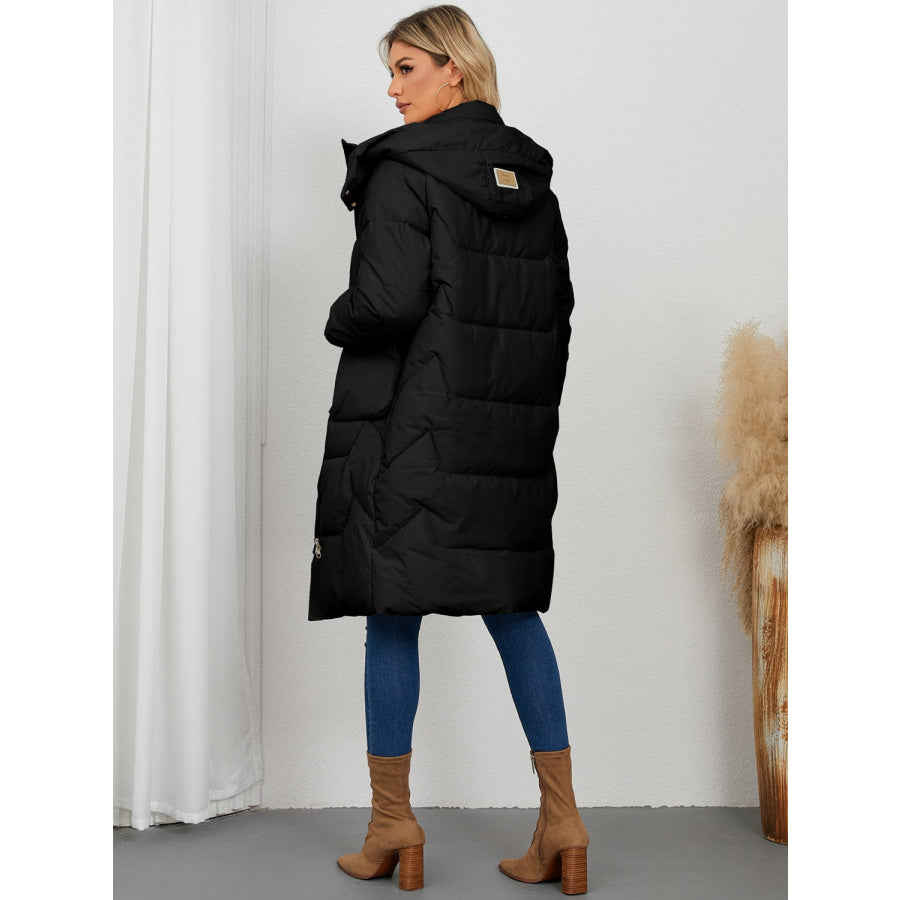 Long Sleeve Longline Hooded Winter Coat Apparel and Accessories