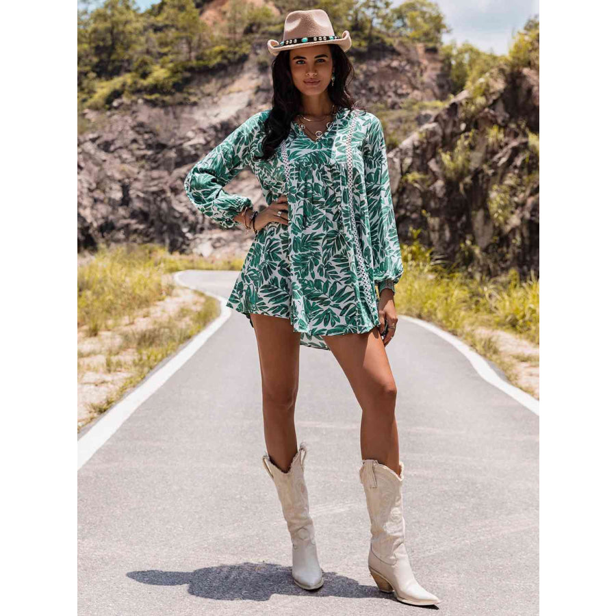 Long Sleeve V-Neck Mini Dress