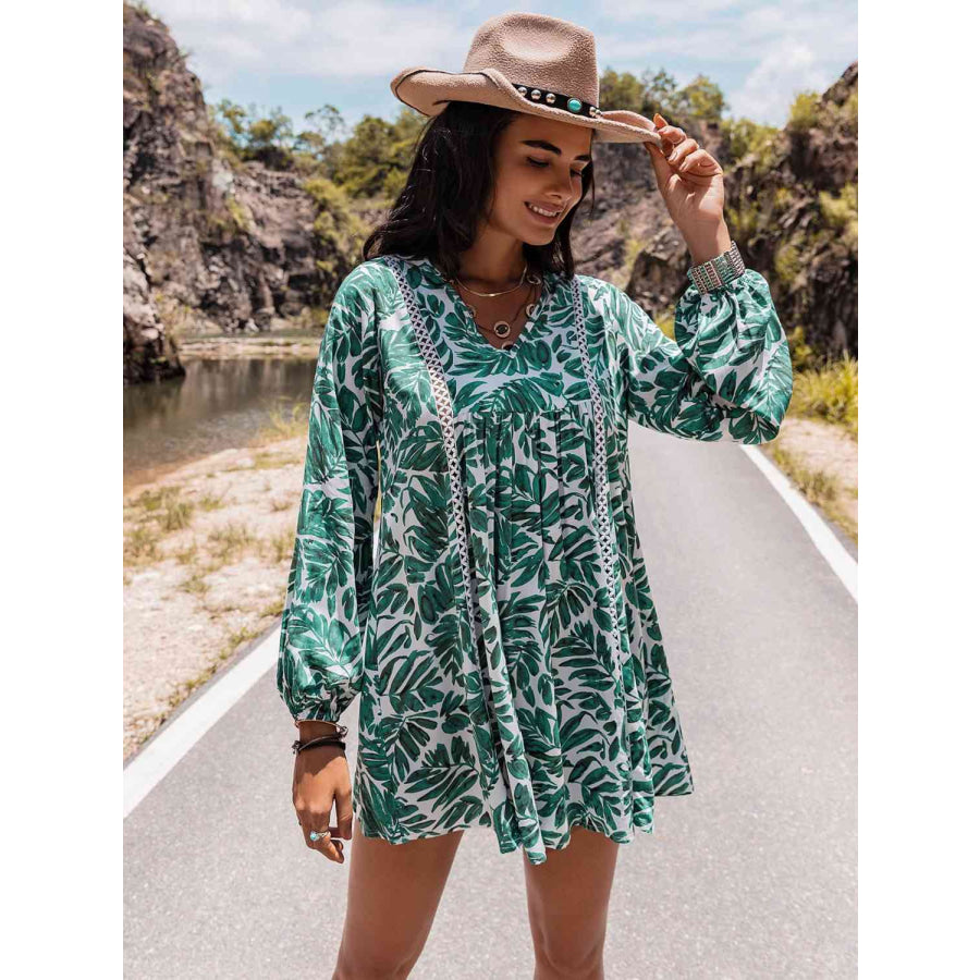 Long Sleeve V-Neck Mini Dress