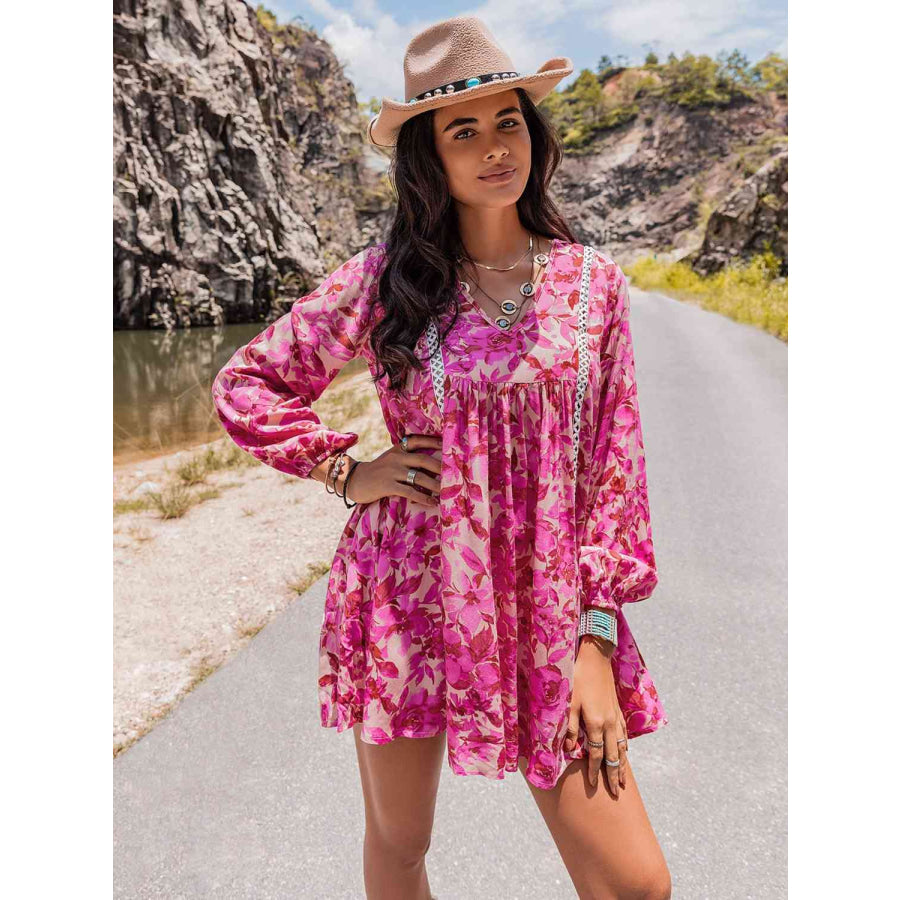 Long Sleeve V-Neck Mini Dress