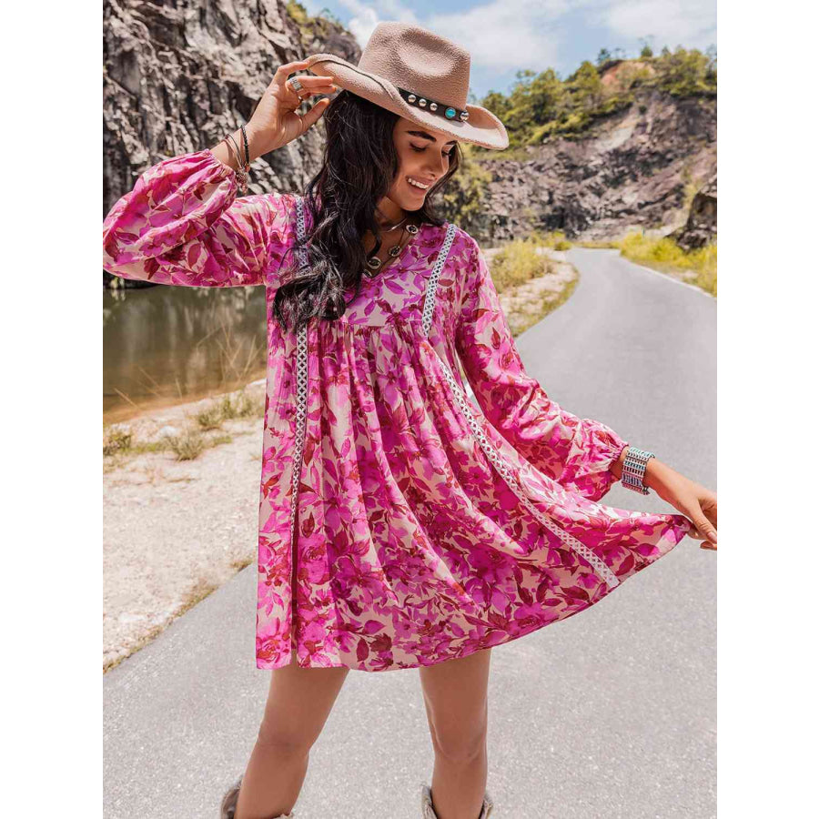 Long Sleeve V-Neck Mini Dress