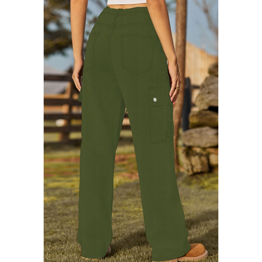 Loose Fit Drawstring Jeans with Pocket