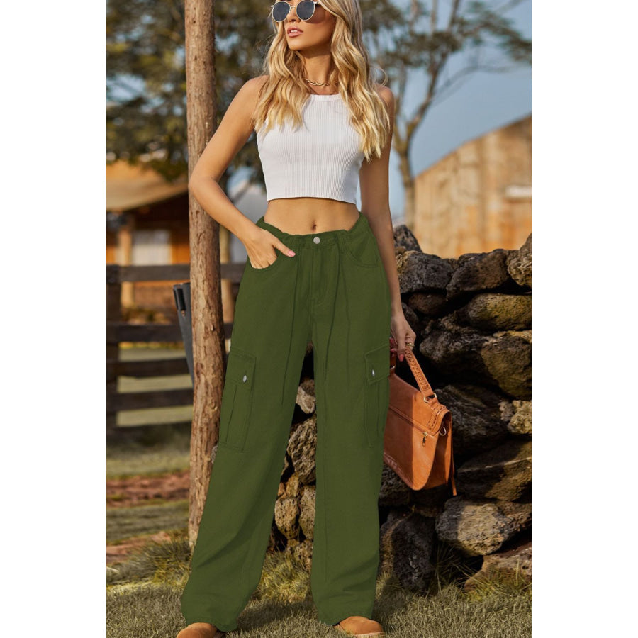 Loose Fit Drawstring Jeans with Pocket