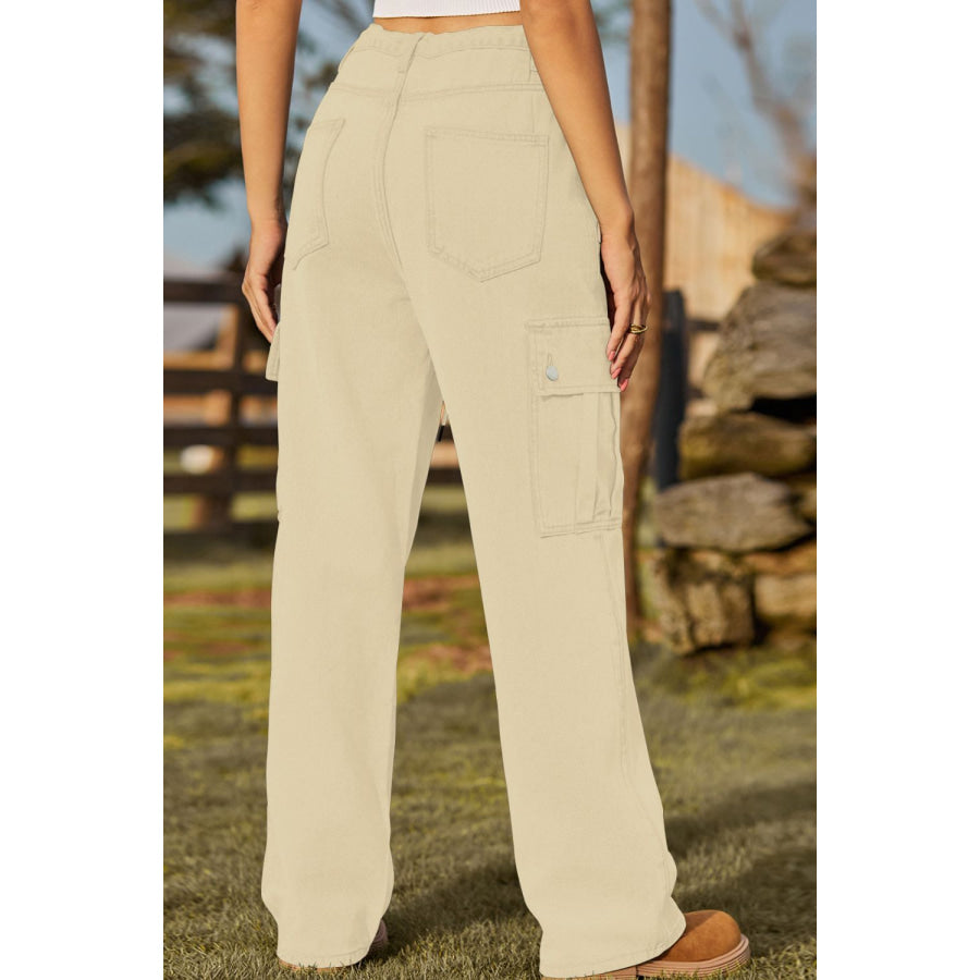 Loose Fit Drawstring Jeans with Pocket