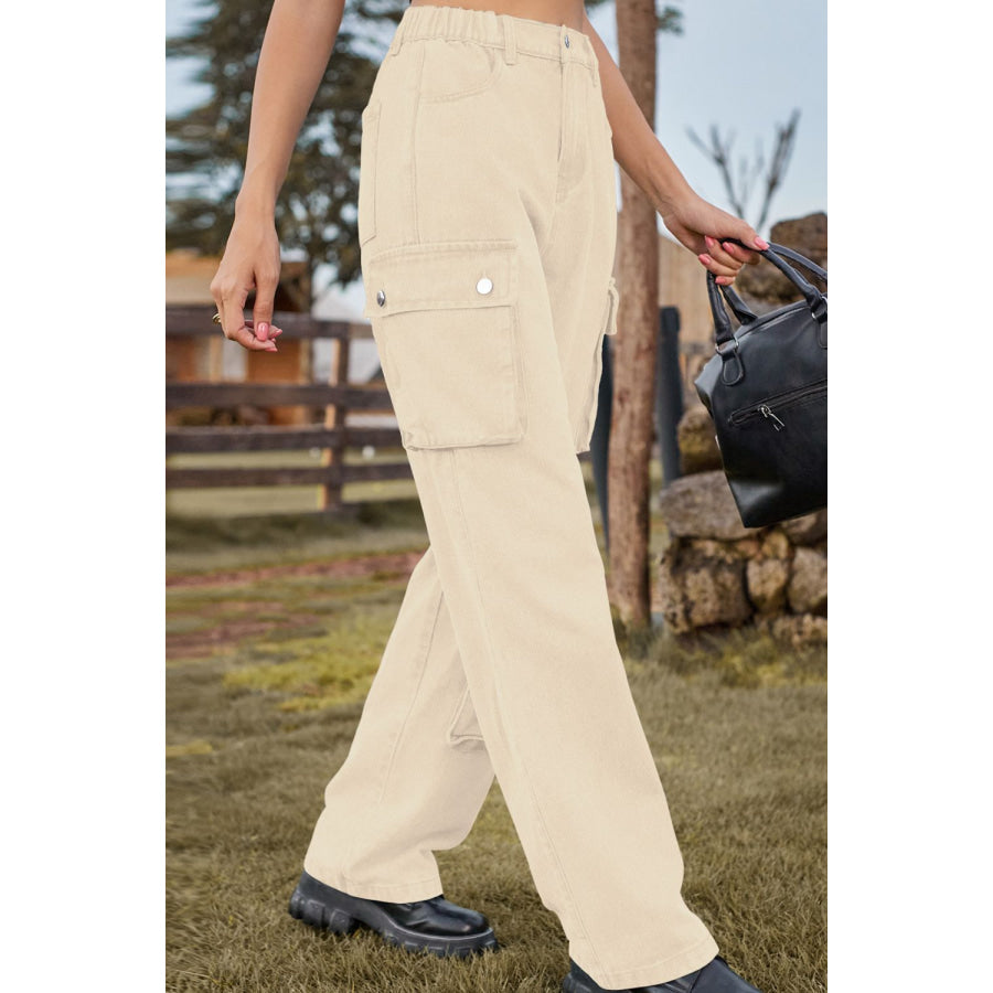 Loose Fit Long Jeans with Pockets