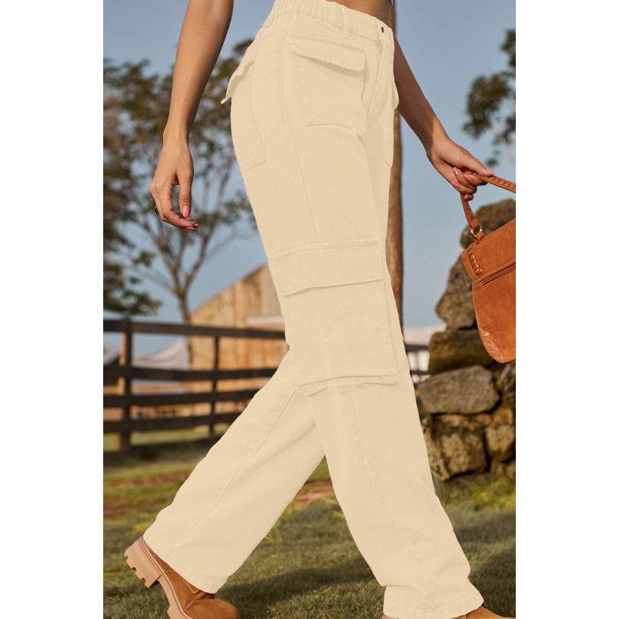 Loose Fit Long Jeans with Pockets