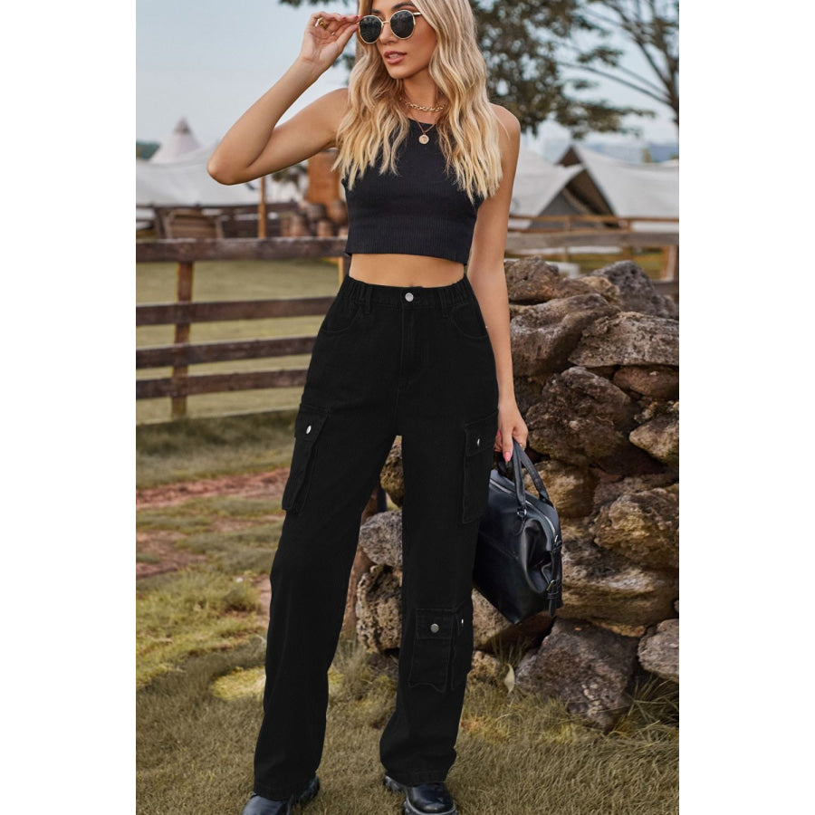 Loose Fit Long Jeans with Pockets