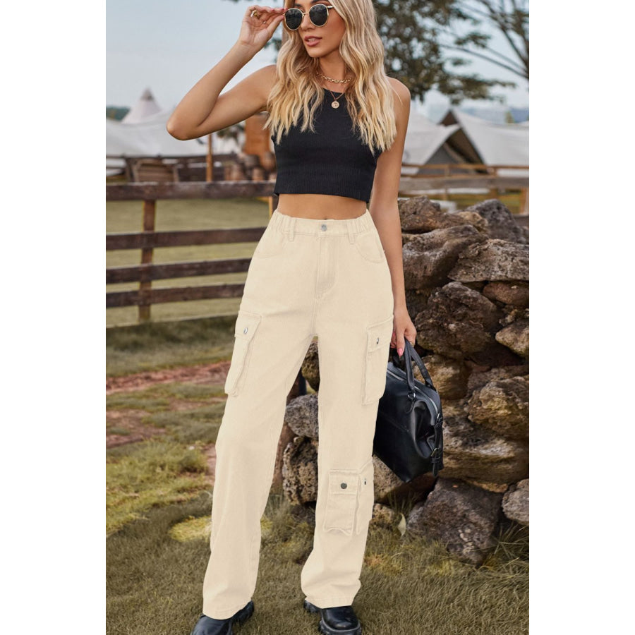 Loose Fit Long Jeans with Pockets