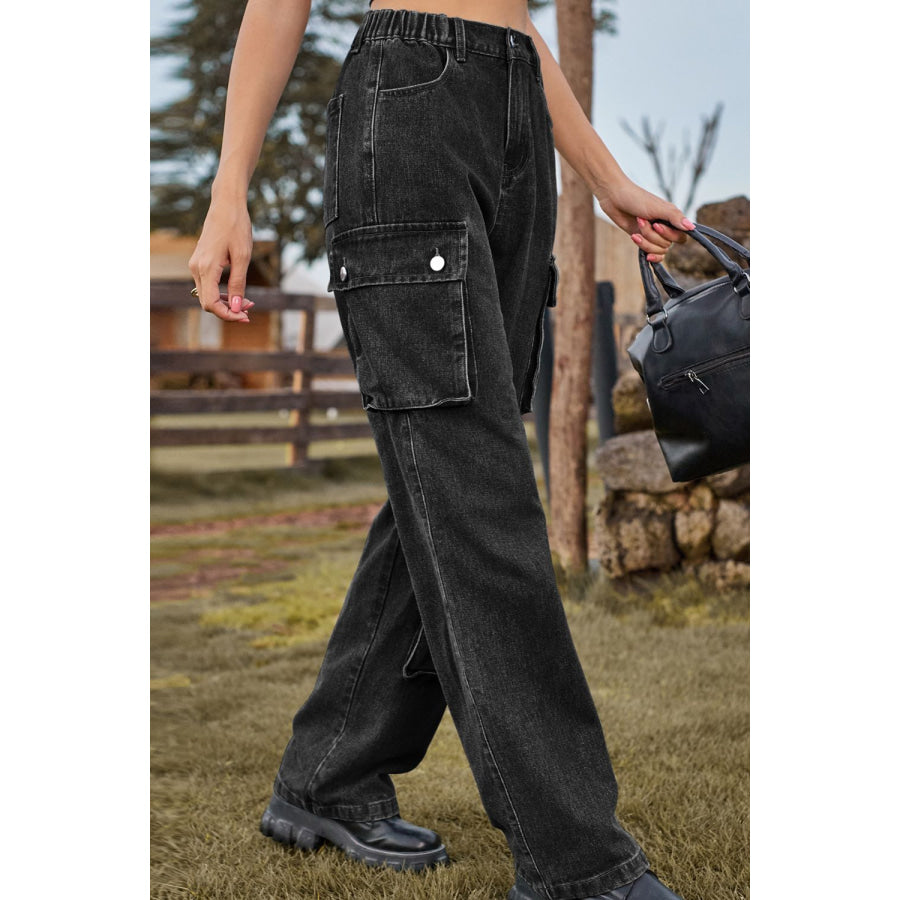 Loose Fit Long Jeans with Pockets