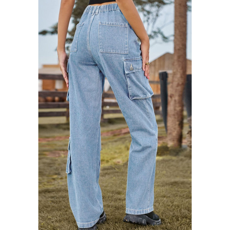 Loose Fit Long Jeans with Pockets